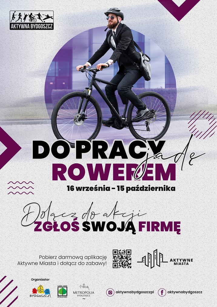 Plakat reklamujący akcję "Do pracy jadę rowerem"