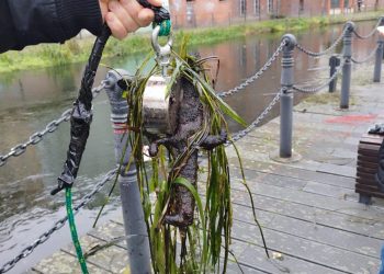 magnes neodymowy z wyłowionym elementem z metalu