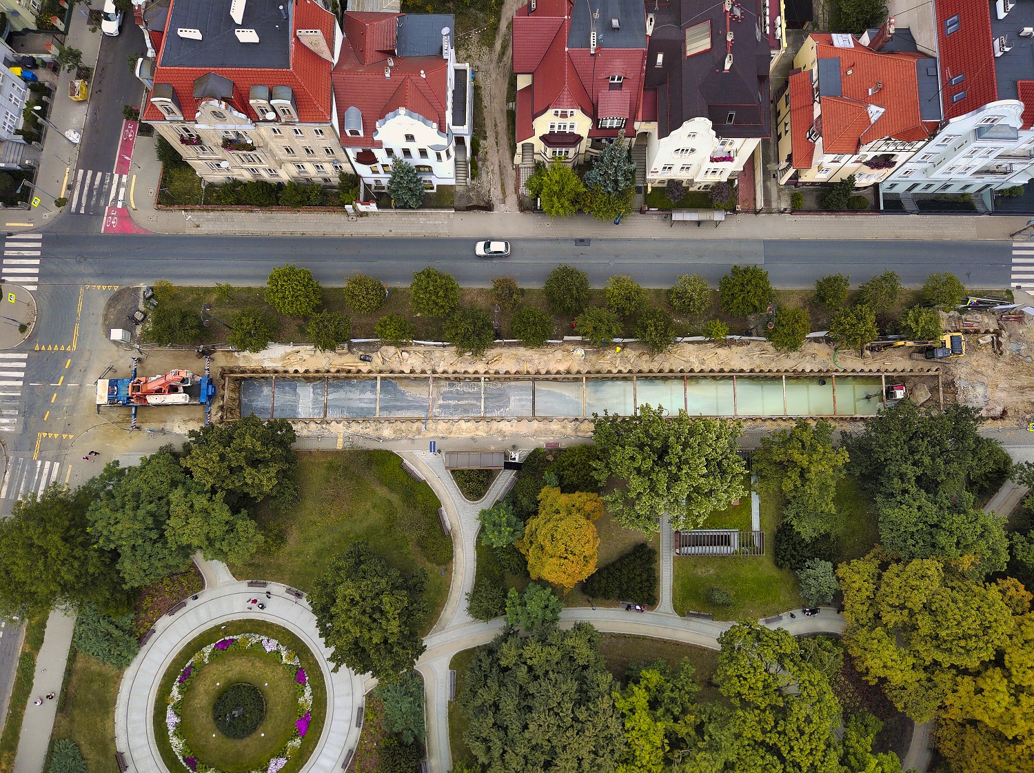 widok na ulicę Słowackiego, gdzie w ramach projektu wbudowani zbiornik retencyjny