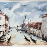 Obraz przedstawiający panoramę Wenecji
