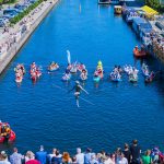 Widok z góry na jednostki pływające po Brdzie w trakcie festiwalu Ster na Bydgoszcz