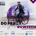 Plakat akcji do Pracy jadę rowerem - mężczyzna w garniturze na rowerze