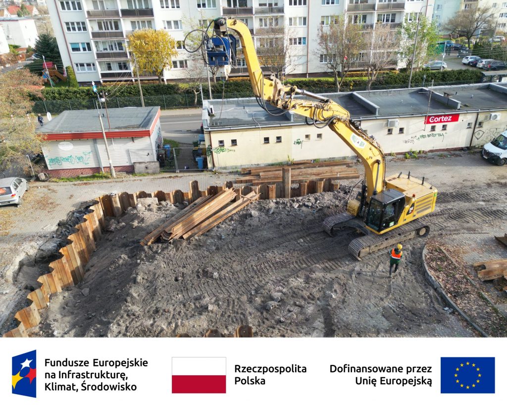 Widok na plac budowy zbiornika retencyjnego