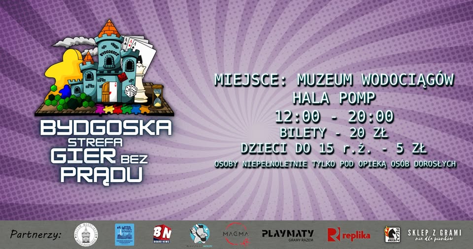Grafika zapowiadająca wydarzenie - Bydgoską Strefę Gier Bez Prądu